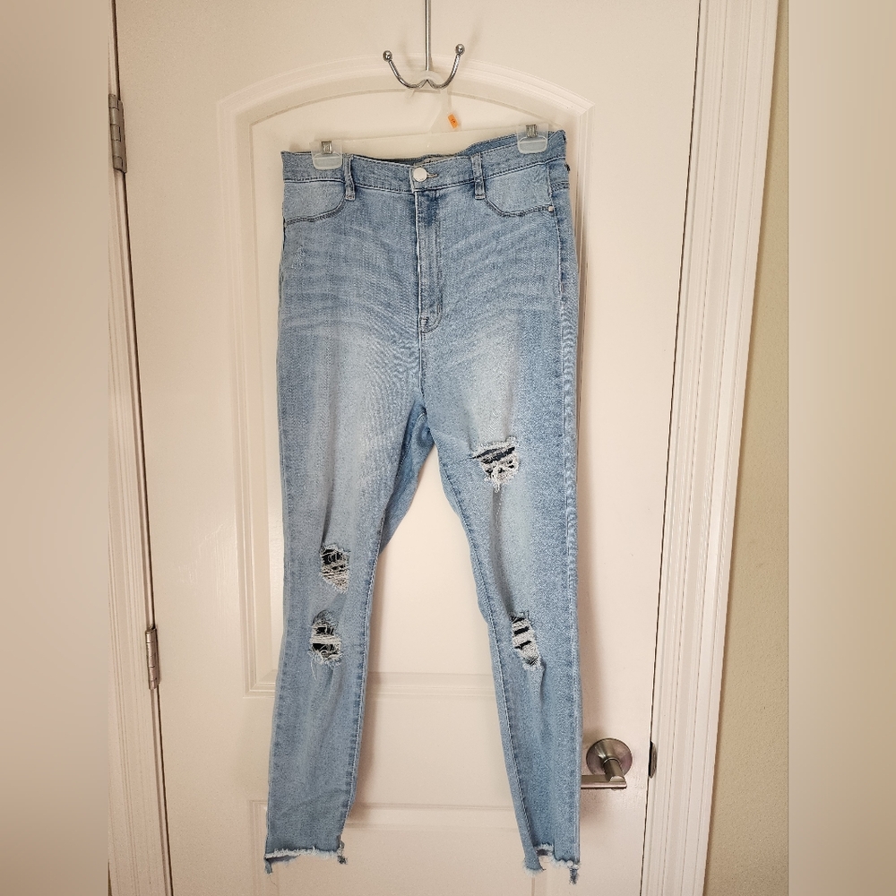Refuge Light Blue Stretch Ripped Skinny Jeans